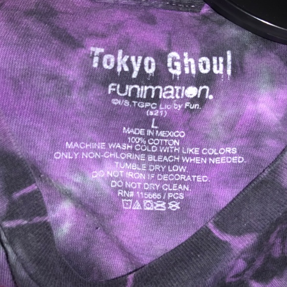 Tokyo Ghoul Ken Kaneki Split Face Size L Funimation acid wash tee Shirt - Picture 3 of 3